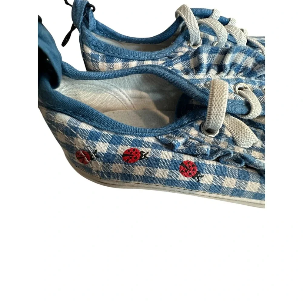 H&M Kids Girls Shoes Size 7 Flat Checkered Blue And White Brand New With‎ Tag
